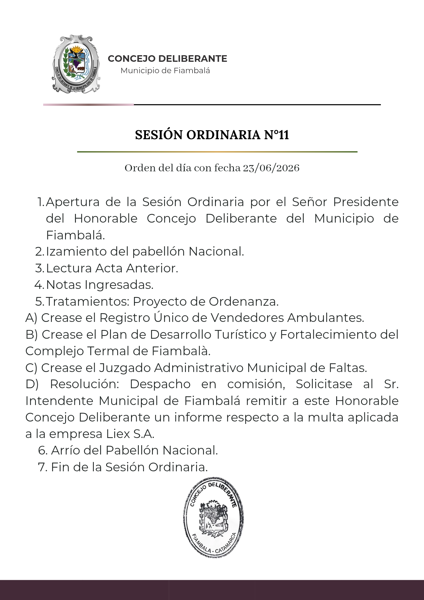 Imagen de NUEVA SESION ORDINARIA CON IMPORTANTES PROYECTOS PARA EL DESARROLLO DE FIAMBALÁ